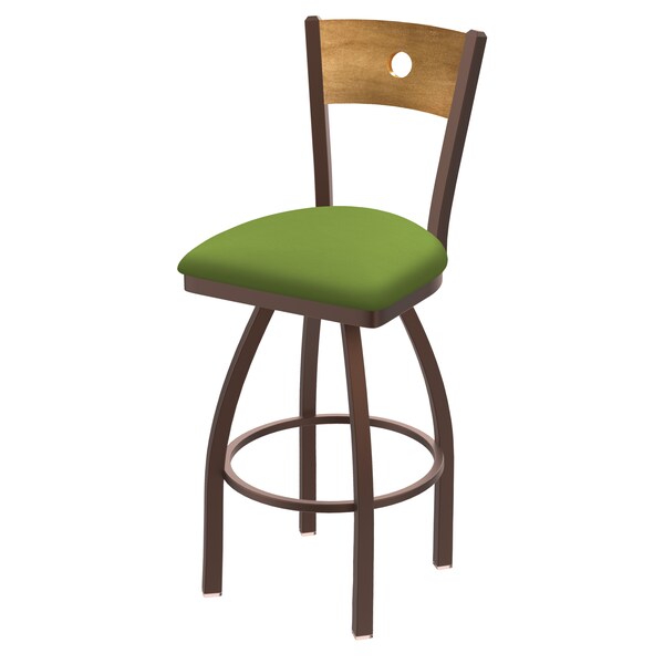 25" Swivel Counter Stool, Bronze Finish, Med Back, Canter Kiwi Green Seat